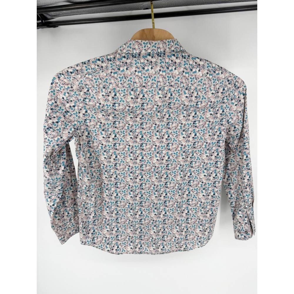 Perry Ellis Mens Large Floral Button Down Shirt Long Sleeve Cotton Blue Red Whit - Picture 6 of 8